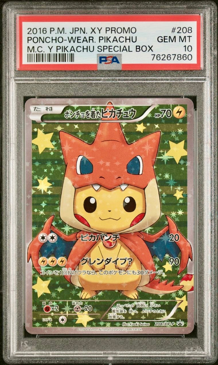 PSA 10 Mega Charizard Y PonchoWearing Pikachu 208/XYP Promo Poke