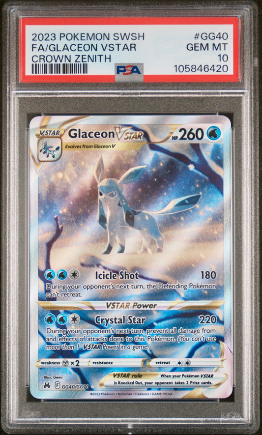 PSA 10 - Glaceon VSTAR GG40/GG70 SWSH Crown Zenith - Pokemon