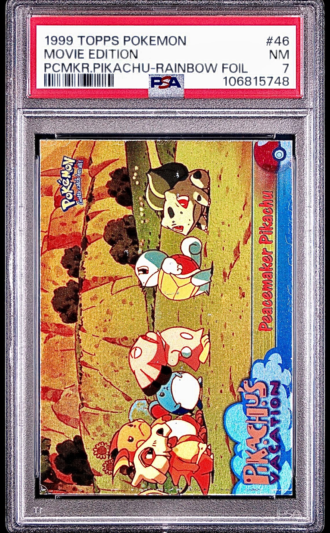 PSA 7 - Peacemaker Pikachu Rainbow Foil #46 1999 TOPPS Movie Edition - Pokemon