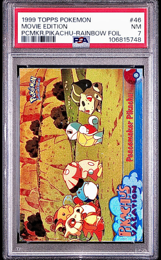 PSA 7 - Peacemaker Pikachu Rainbow Foil #46 1999 TOPPS Movie Edition - Pokemon