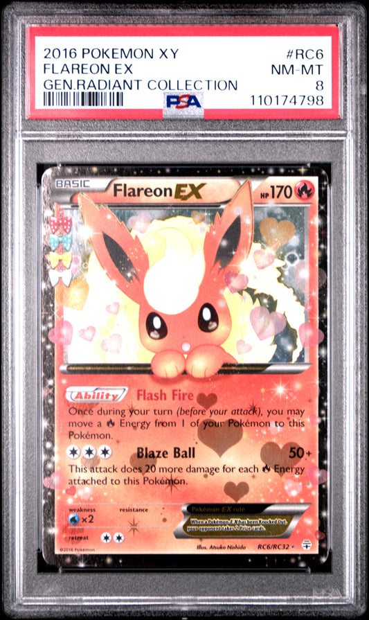 PSA 8 - Flareon EX RC6/RC32 XY Generations Radiant Collection - Pokemon