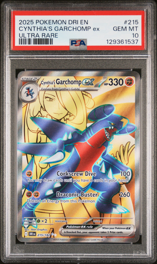 PSA 10 - Cynthia's Garchomp ex 215/182 SV Destined Rivals - Pokemon