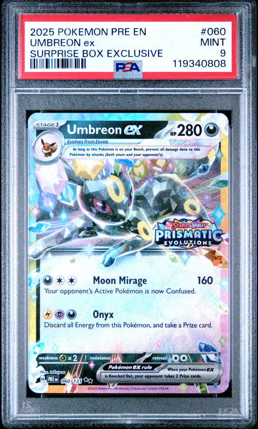 PSA 9 - Umbreon ex 060/131 SV Prismatic Evolutions Surprise Box Promo - Pokemon