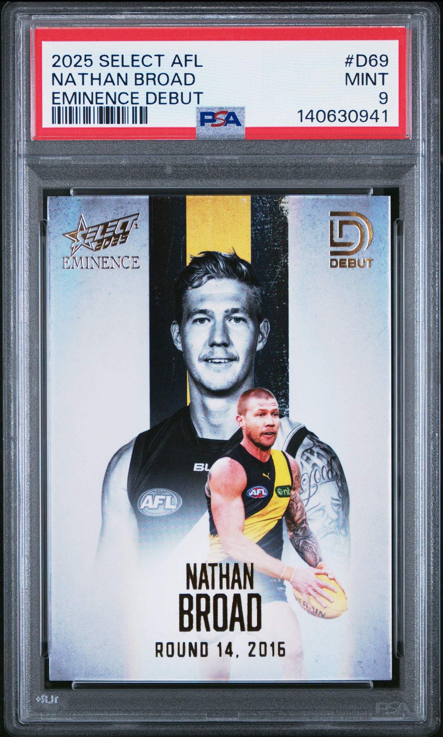PSA 9 - Nathan Broad #D69 Debut 2025 SELECT Eminence - AFL