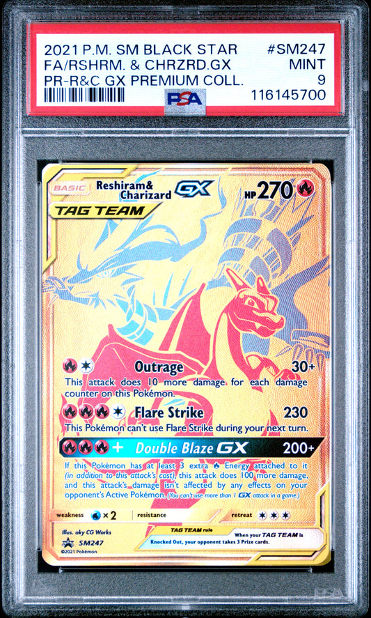 PSA 9 - Reshiram & Charizard GX SM247 Premium Collection Box Promo - Pokemon