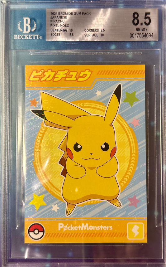 BGS 8.5 - Pikachu Pixel Holo 2024 Bromide Gum Japanese - Pokemon