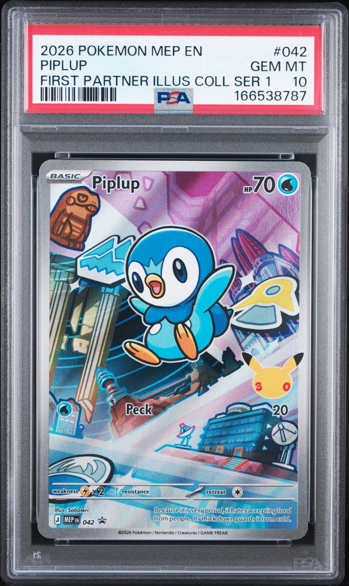 PSA 10 - Piplup MEP042 First Partner Ilustration Coll. x787 - Pokemon