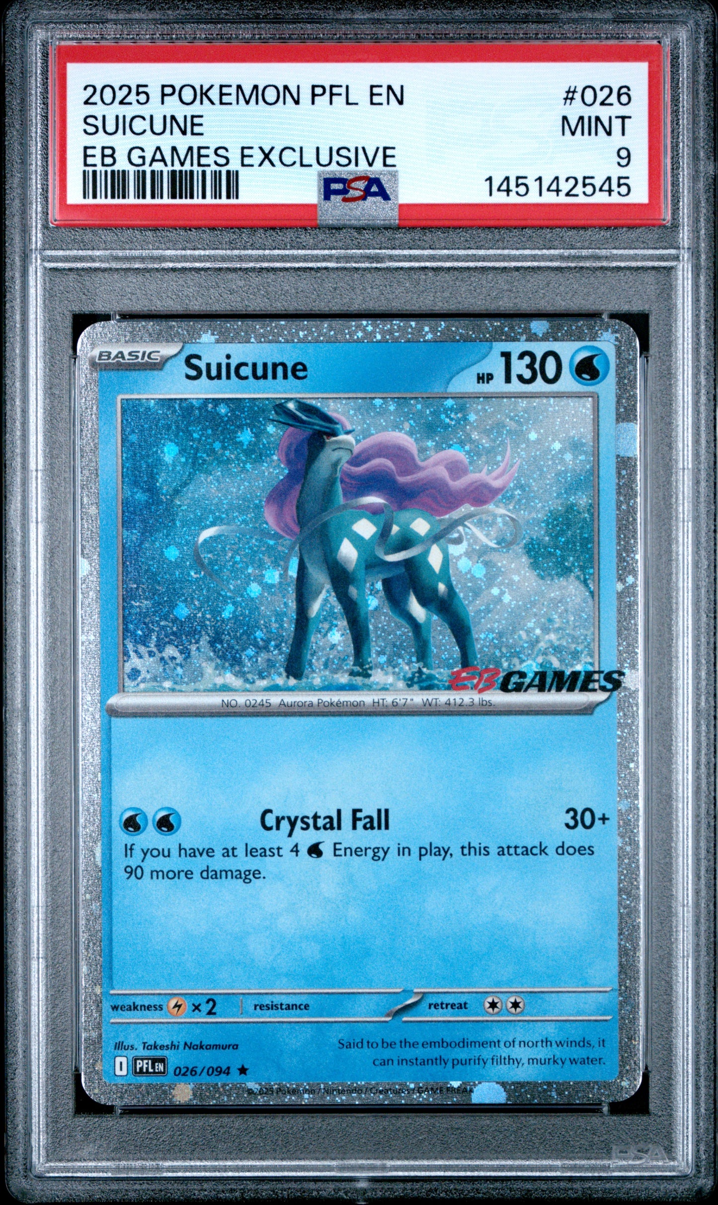 PSA 9 - Suicune Cosmos Holo 026/094 MEG EB Games Exclusive x545 - Pokemon