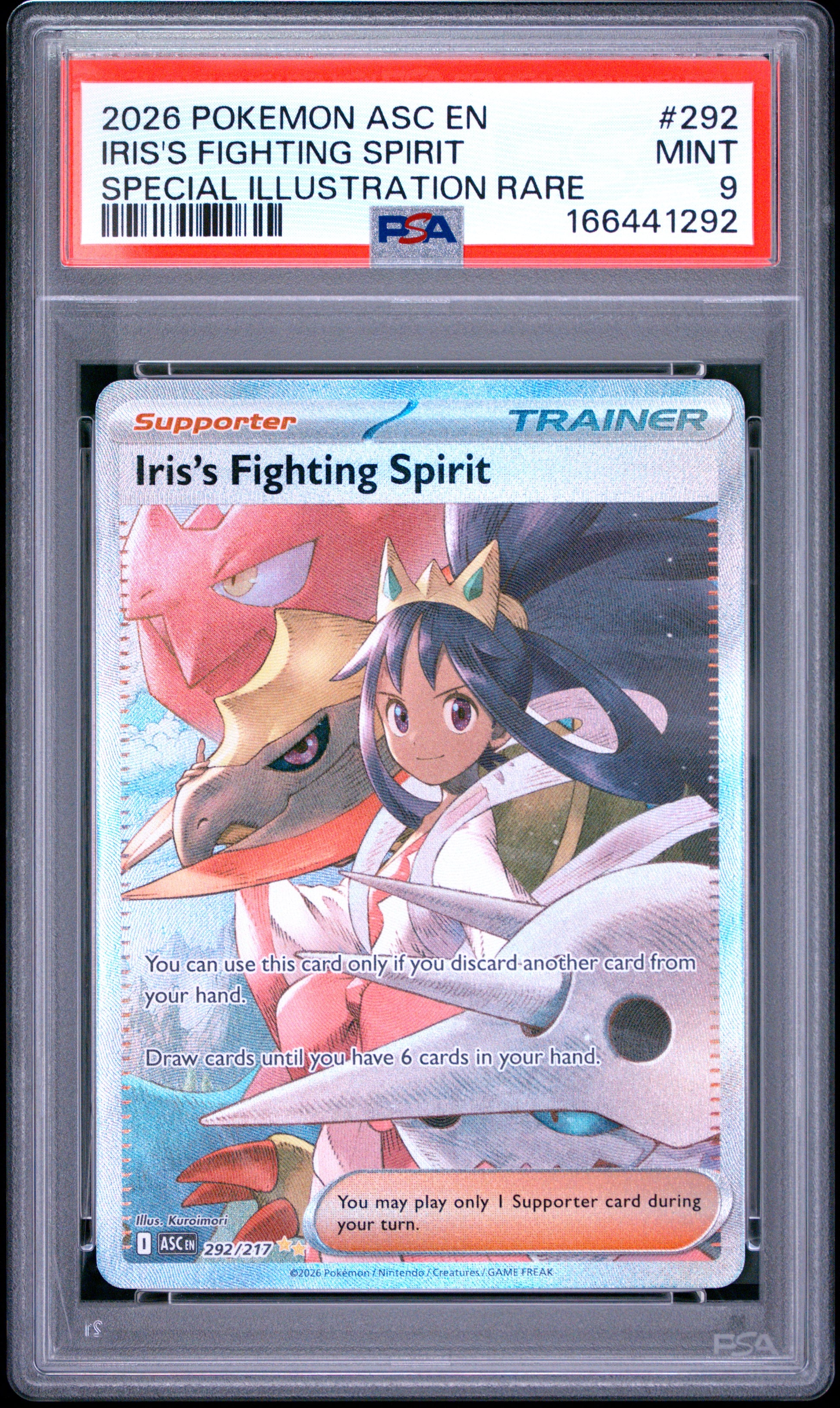 PSA 9 - Iris's Fighting Spirit 292/217 SIR ME Ascended Heroes x292 - Pokemon