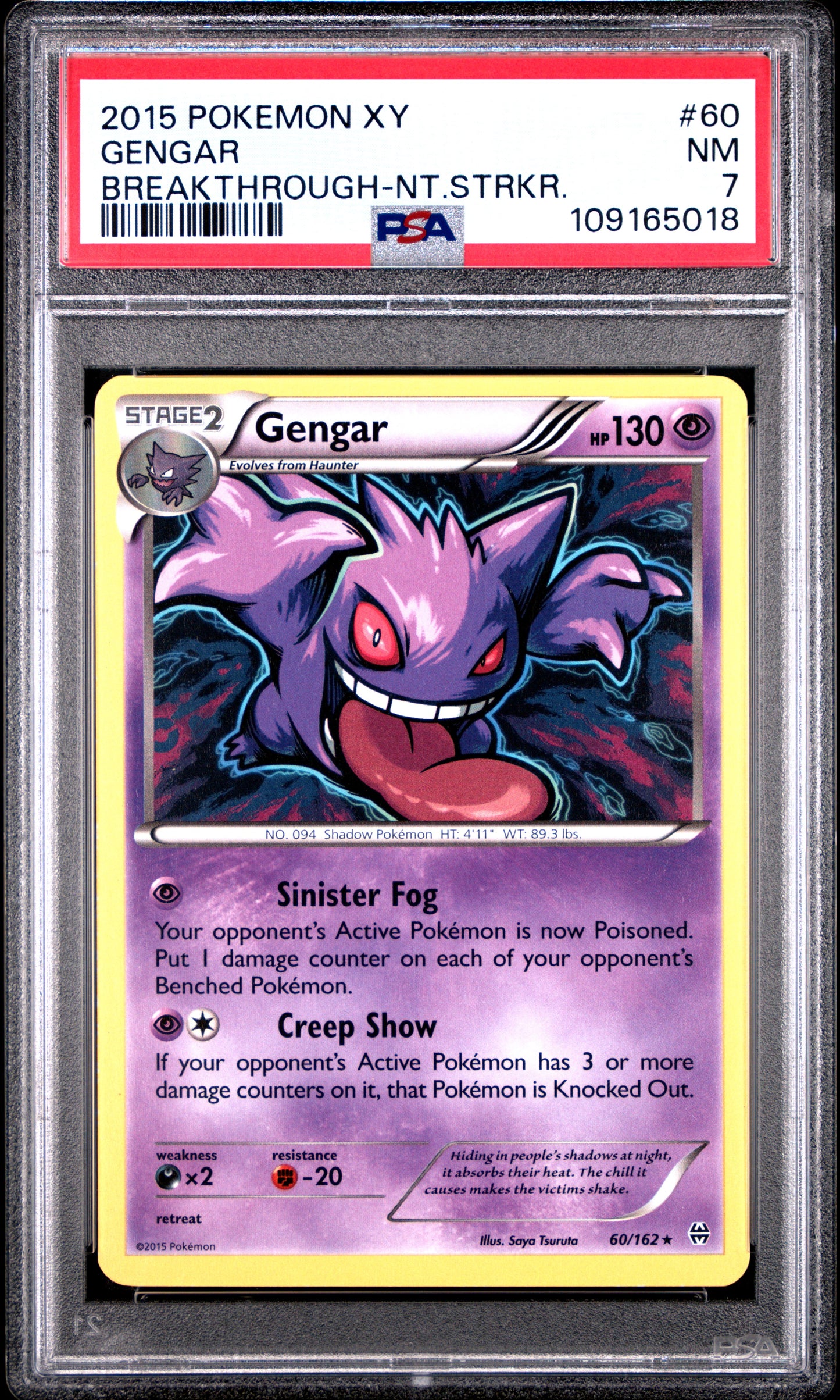 PSA 7 - Gengar 60/162 XY BREAKthrough Night Striker - Pokemon
