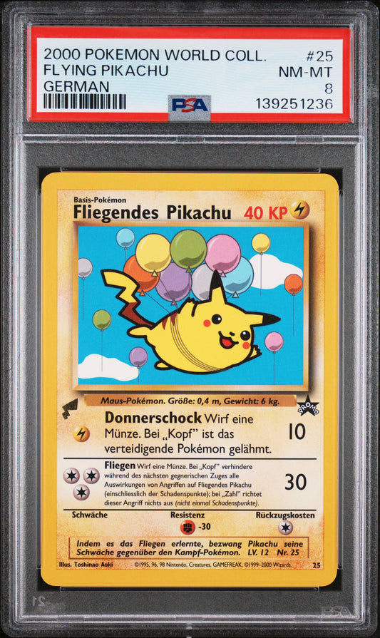 PSA 8 - Flying Pikachu #25 2000 World Collection Promo German - Pokemon