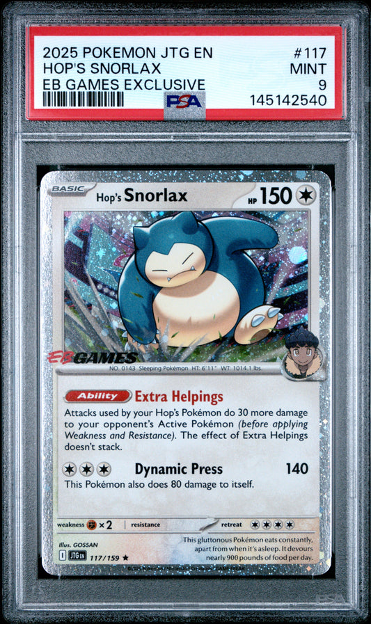 PSA 9 - Hop's Snorlax Cosmos Holo 117/159 SV EB Games Exclusive x540 - Pokemon