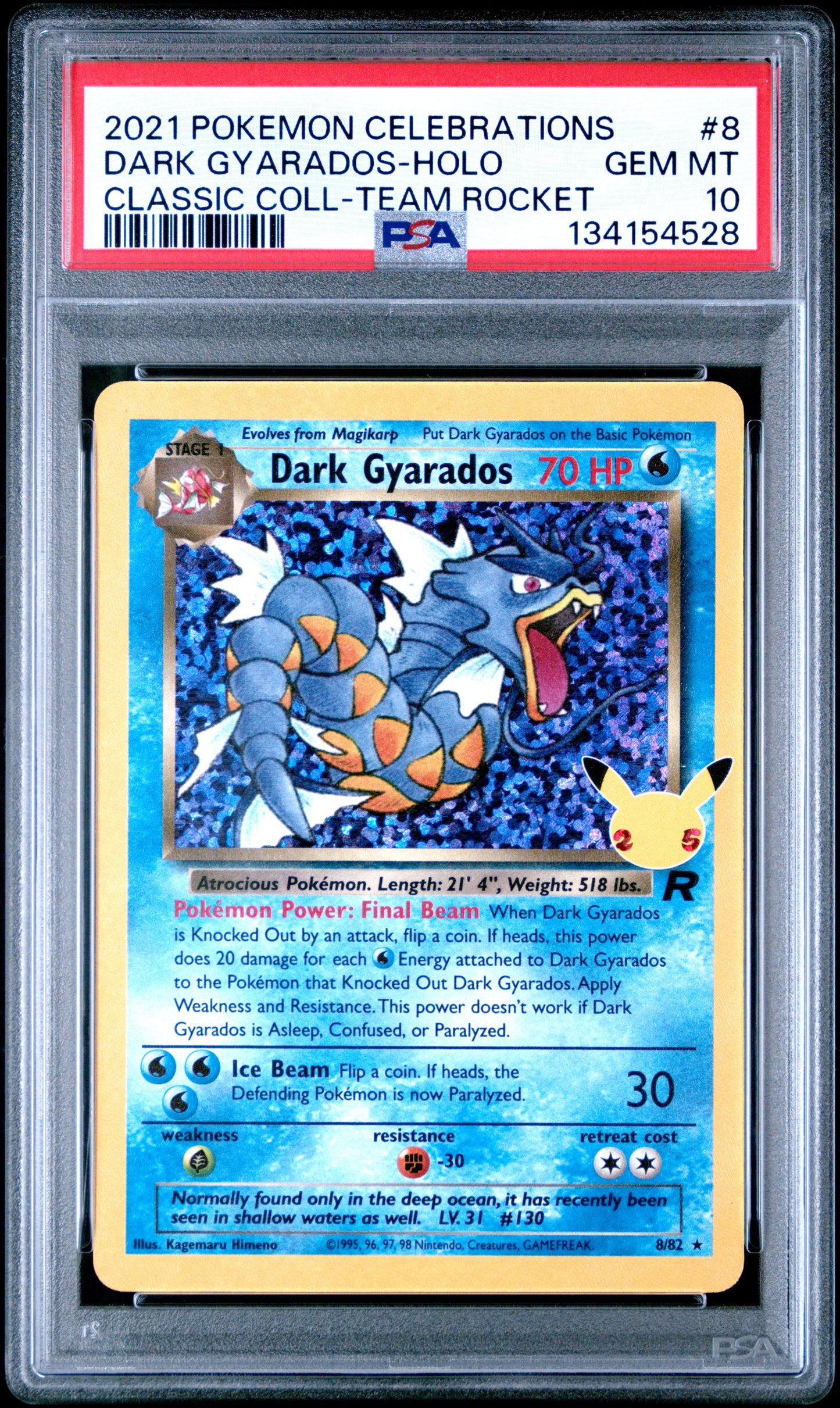 PSA 10 - Dark Gyarados 8/82 SWSH Celebrations Classic Collection - Pokemon