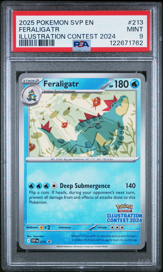 PSA 9 - Feraligatr SVP213 2024 Illustration Contest Promo - Pokemon