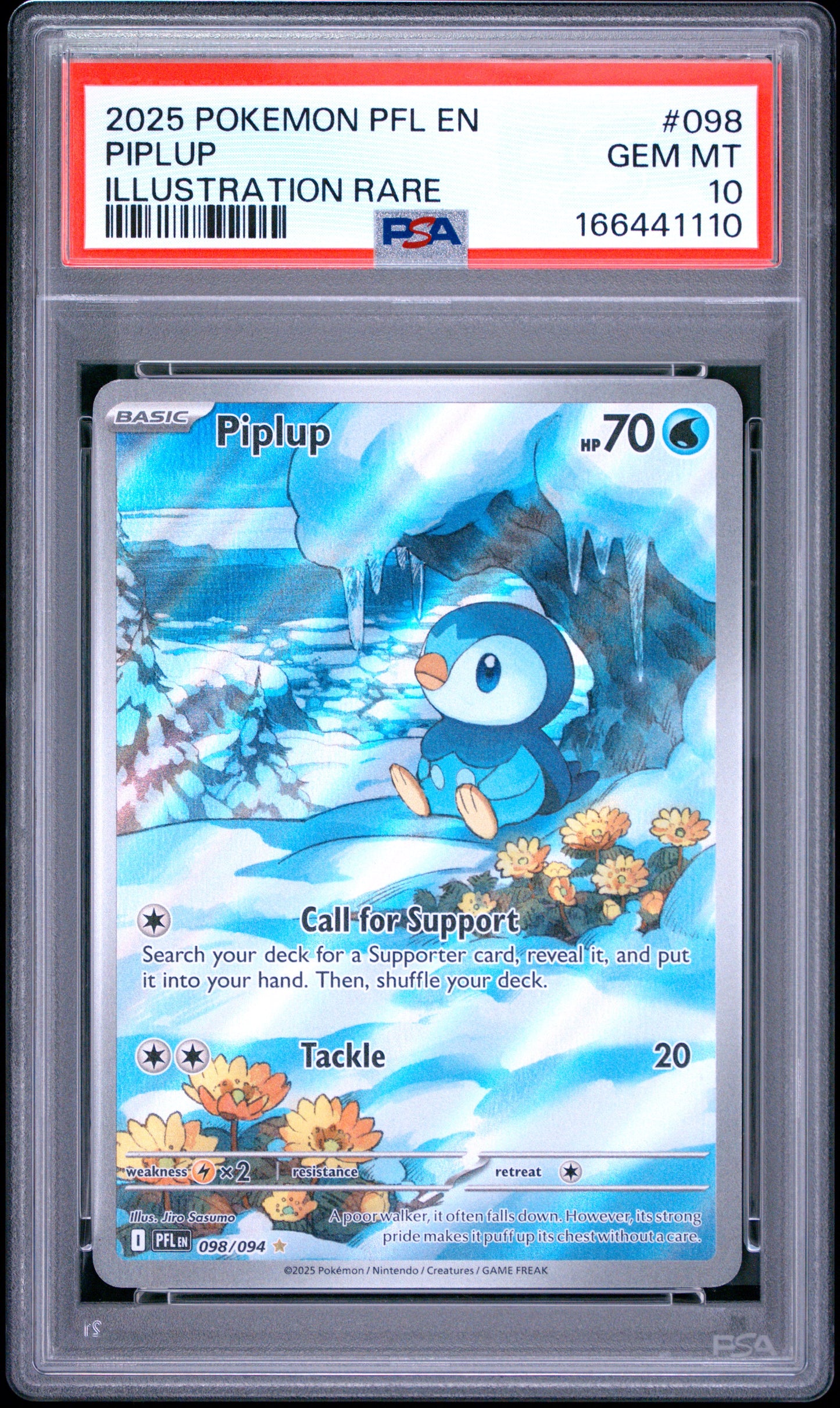 PSA 10 - Piplup 098/094 Illustration Rare ME Phantasmal Flames x110 - Pokemon