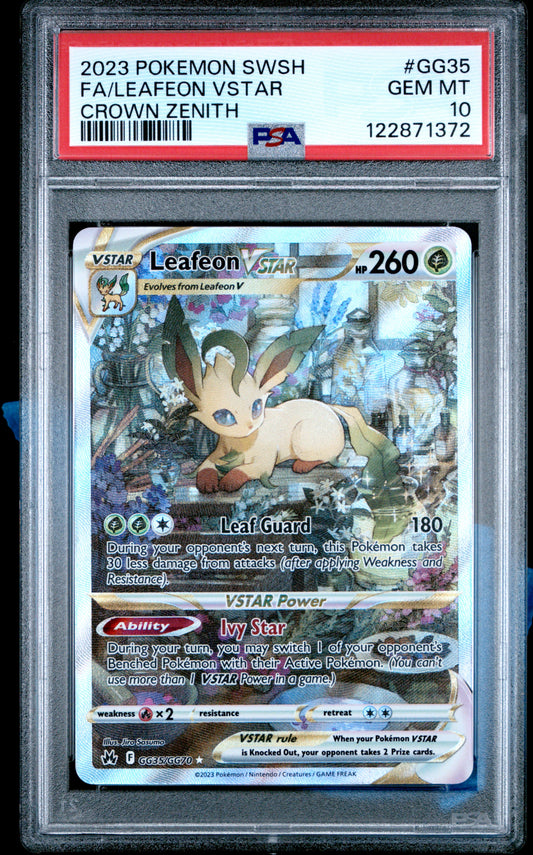 PSA 10 - Leafeon VSTAR GG35/GG70 SWSH Crown Zenith - Pokemon
