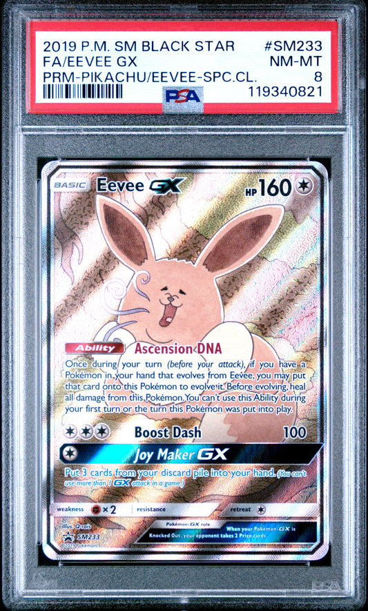 PSA 8 - Eevee GX SM233 Pikachu Eevee Special Collection Promo - Pokemon