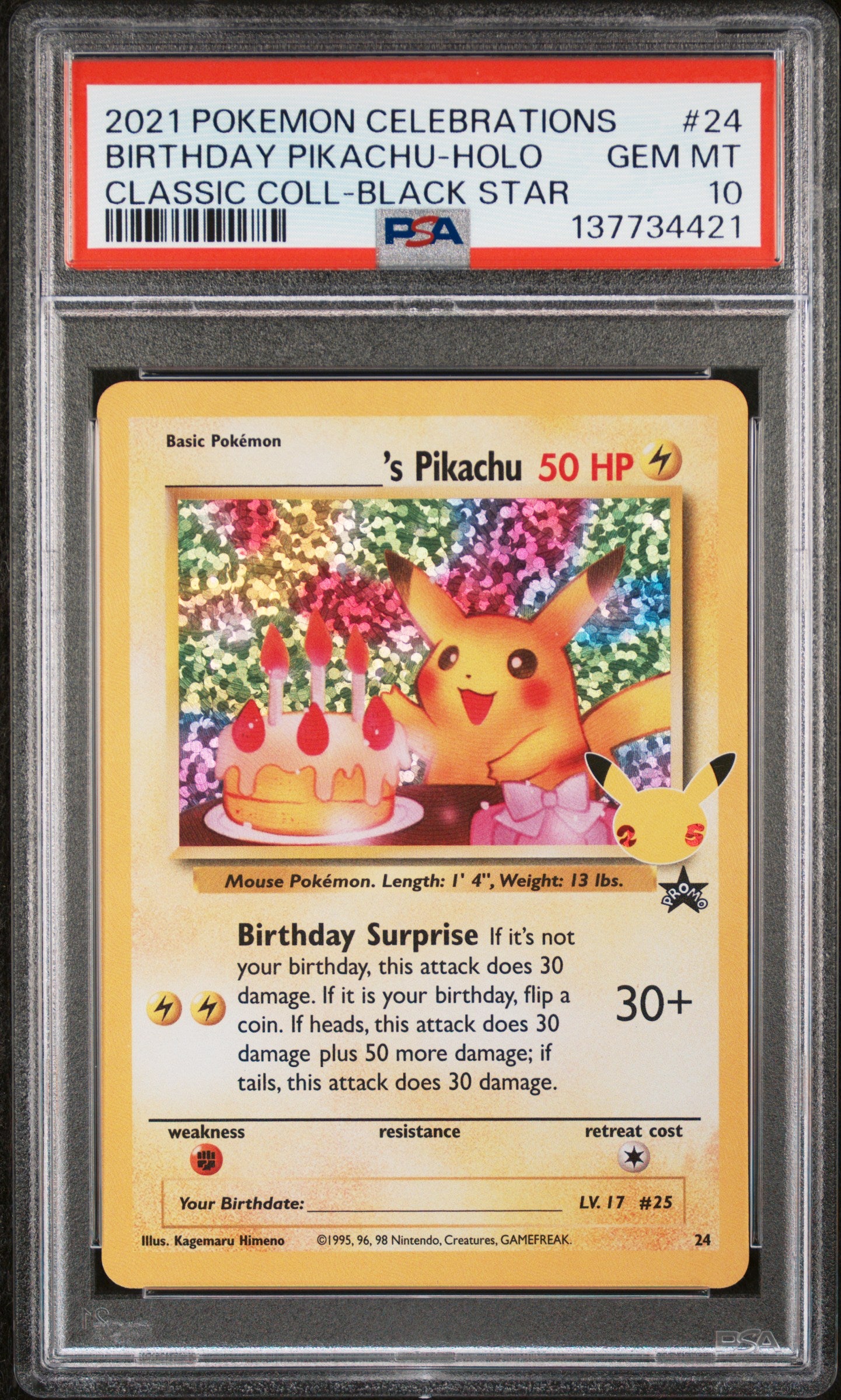 PSA 10 - Birthday Pikachu #24 SWSH Celebrations Classic Collection - Pokemon