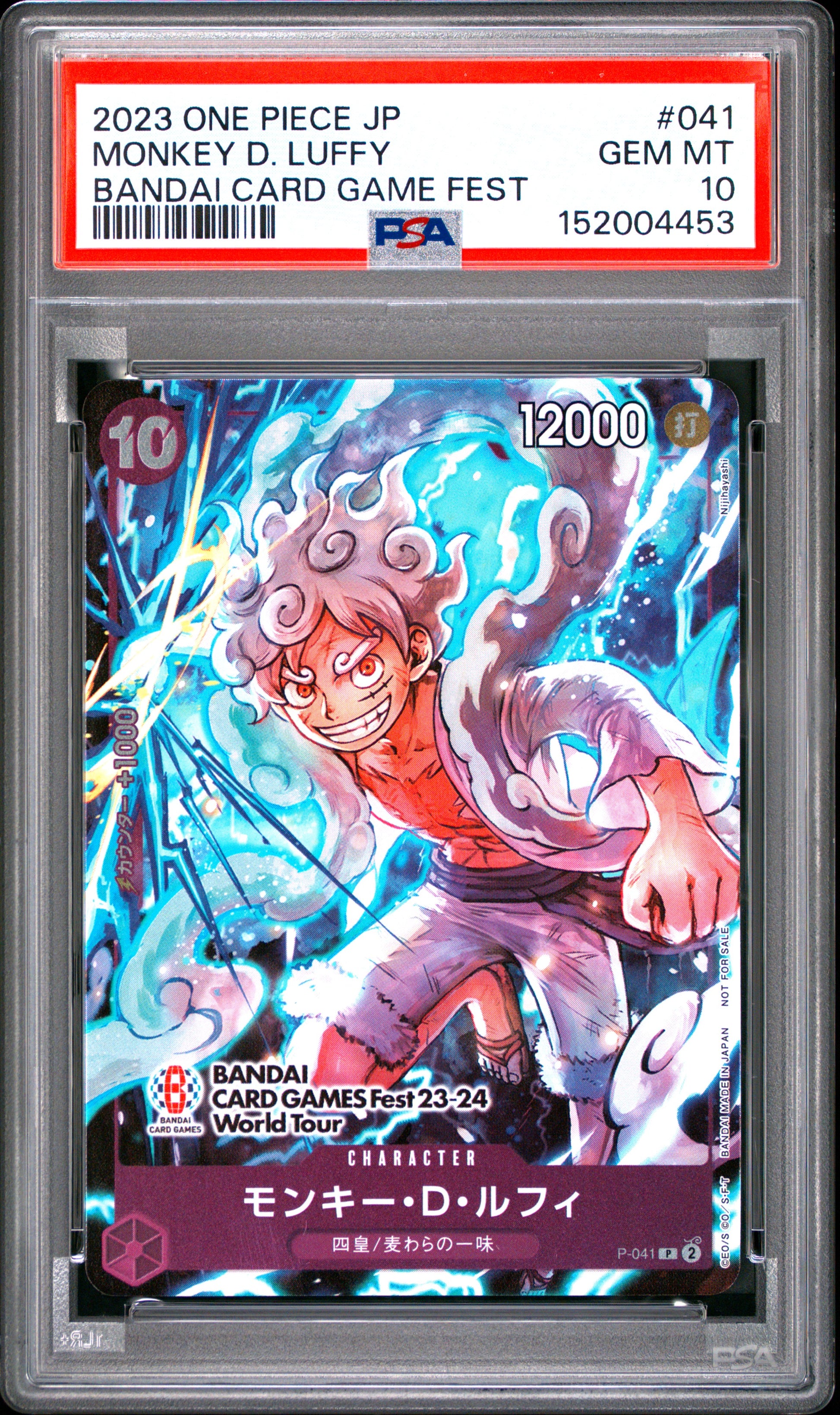 PSA 10 - Monkey D. Luffy P-041 Bandai Card Game Fest Japanese - One Piece