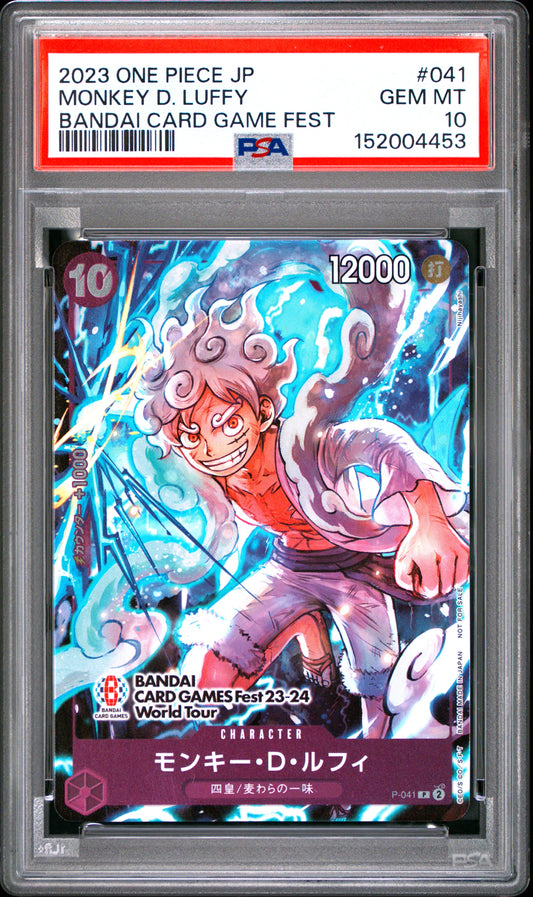 PSA 10 - Monkey D. Luffy P-041 Bandai Card Game Fest Japanese - One Piece