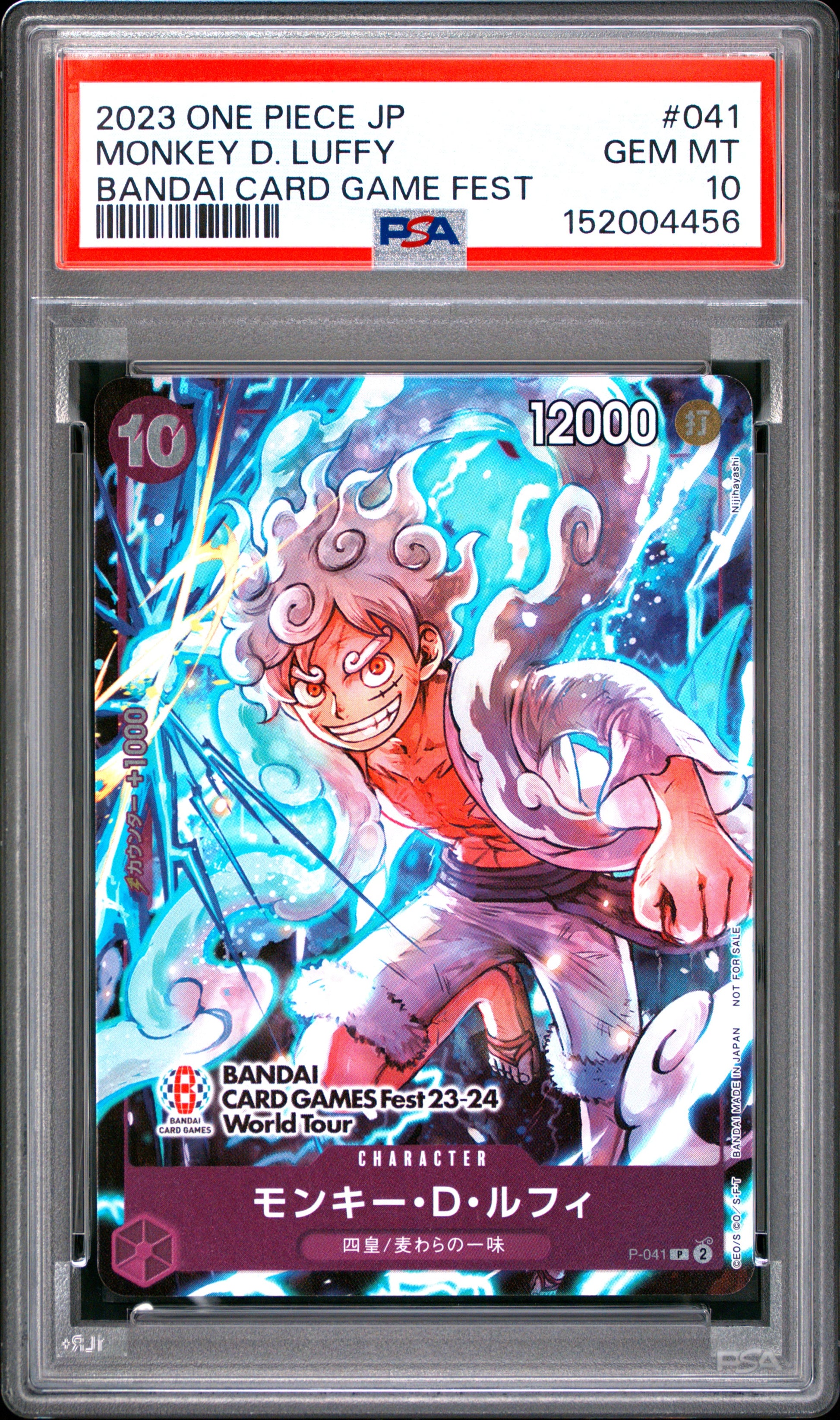 PSA 10 - Monkey D. Luffy P-041 Bandai Card Game Fest Japanese - One Piece
