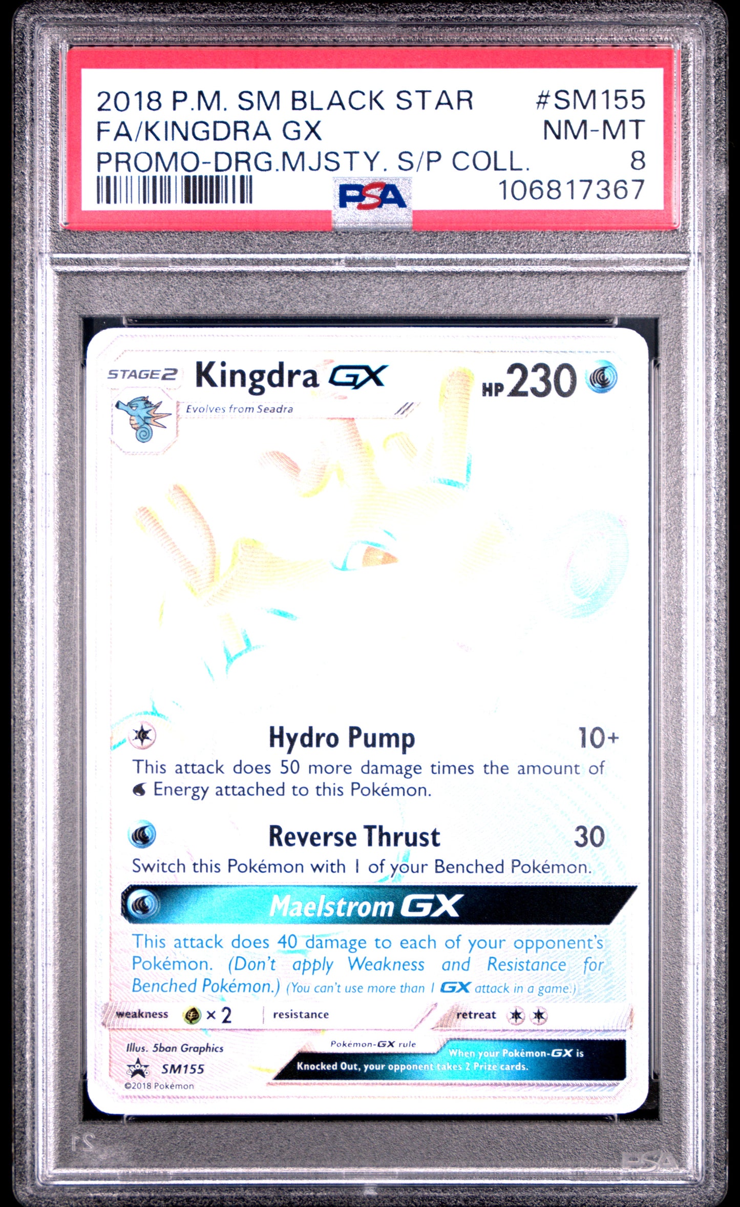 PSA 8 - Kingdra GX SM155 Dragon Majesty Special Collection Promo - Pokemon
