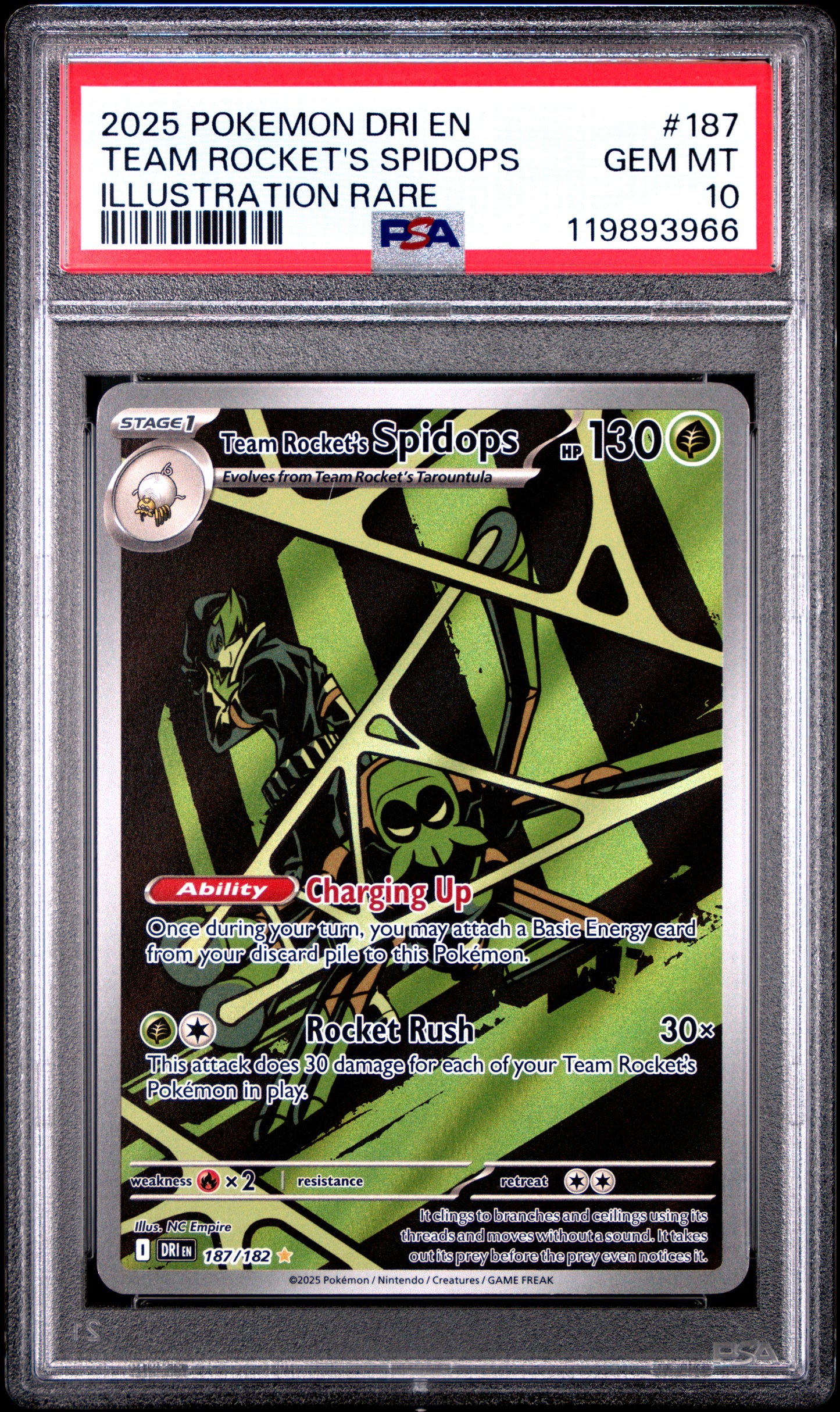 PSA 10 - Rocket's Spidops 187/182 Illustration Rare SV Destined Rivals - Pokemon