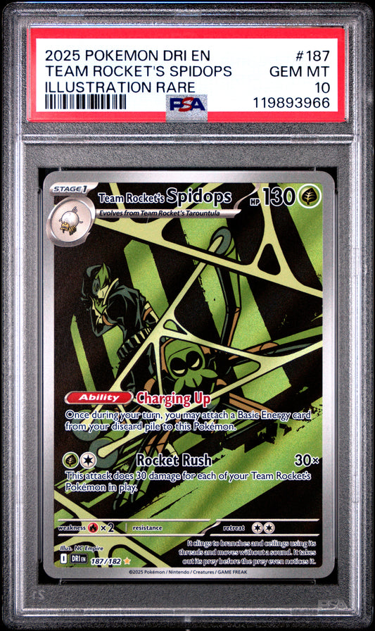 PSA 10 - Rocket's Spidops 187/182 Illustration Rare SV Destined Rivals - Pokemon