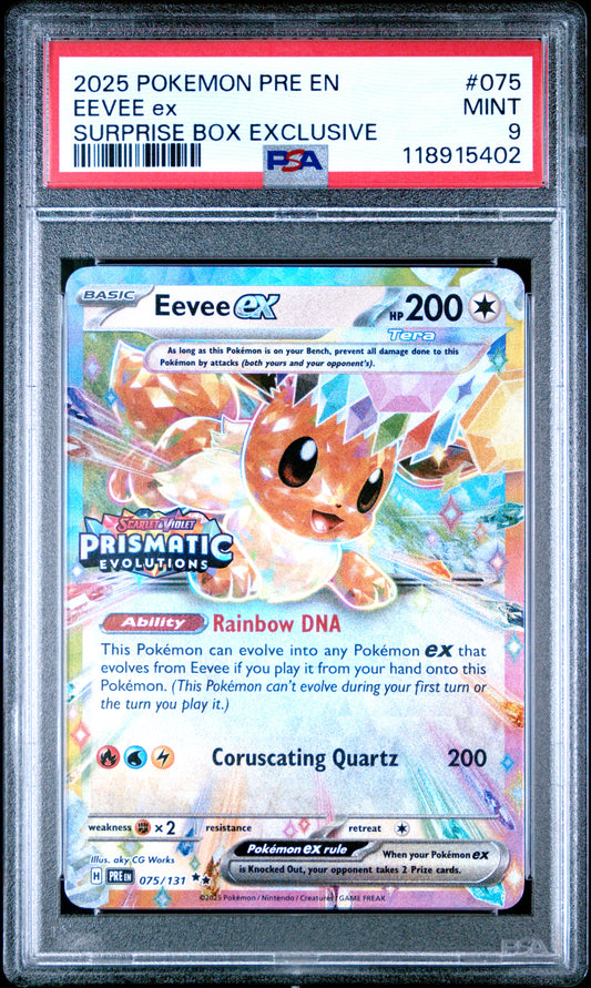 PSA 9 - Eevee ex 075/131 SV Prismatic Evolutions Surprise Promo - Pokemon