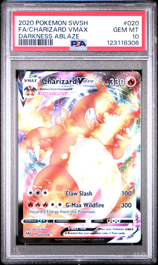 PSA 10 - Charizard VMAX 020/189 SWSH Darkness Ablaze - Pokemon
