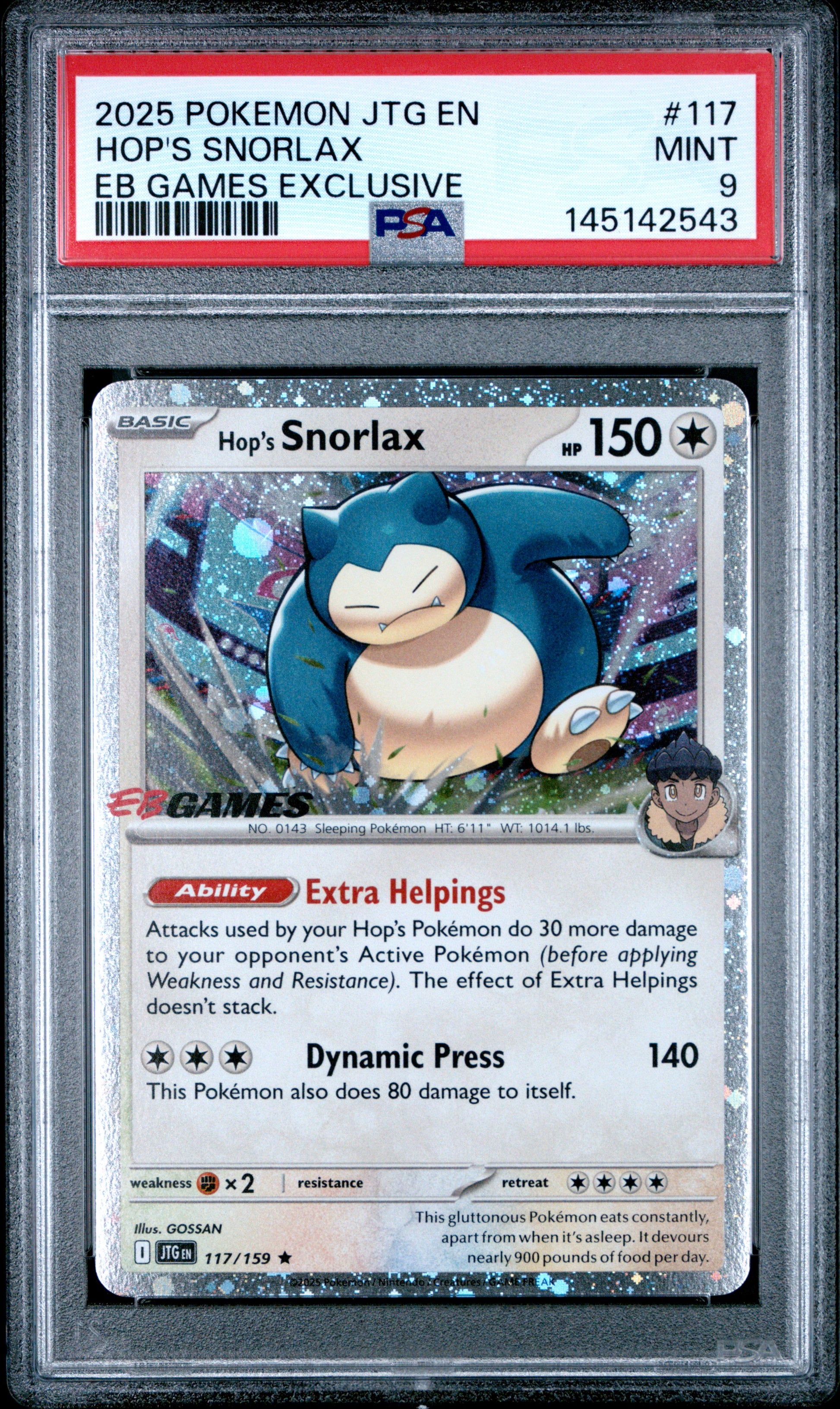 PSA 9 - Hop's Snorlax Cosmos Holo 117/159 SV EB Games Exclusive x543 - Pokemon