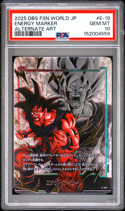 PSA 10 - Son Goku Energy Marker E-19 Alternate Art JPN Fusion World x559 - DBS