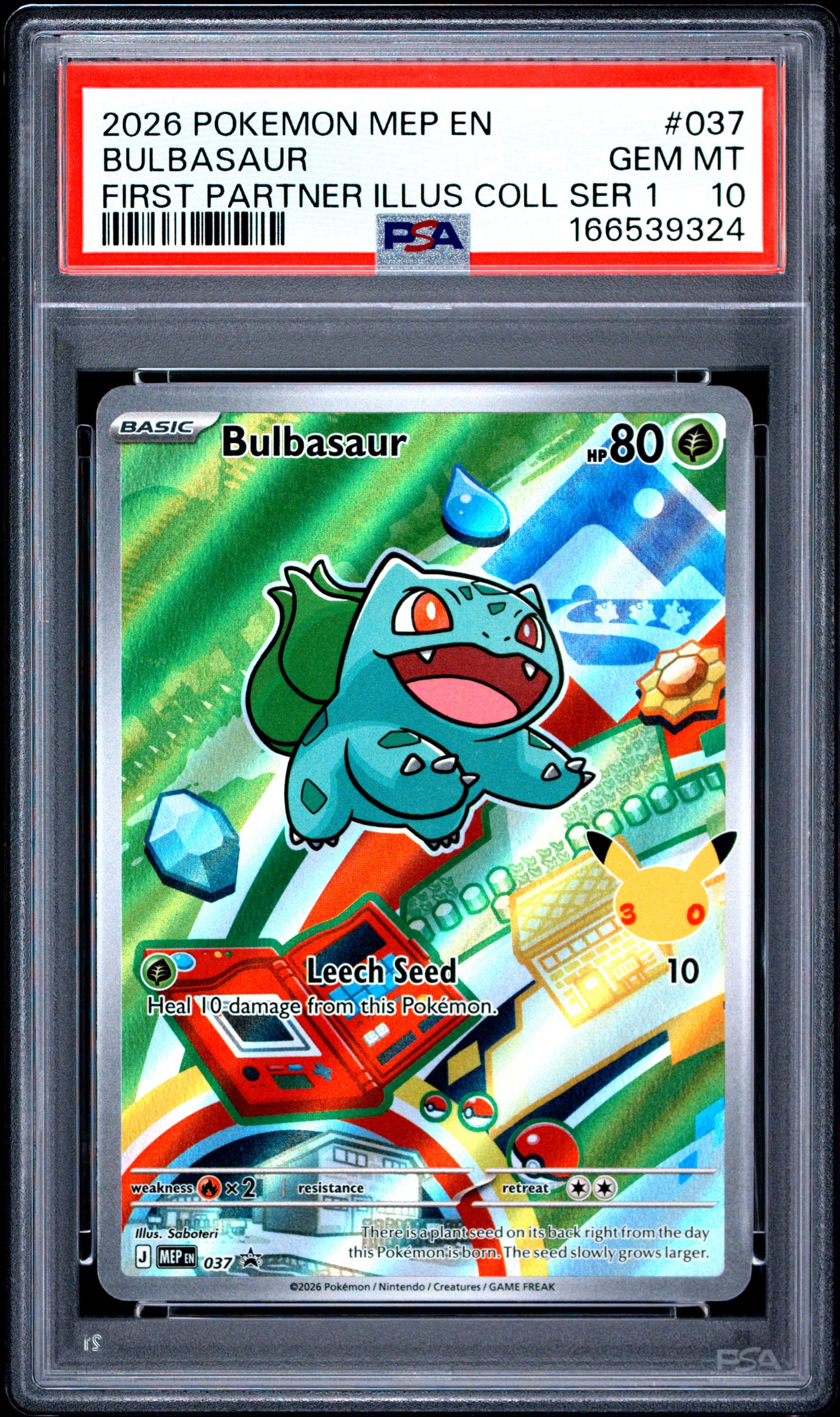 PSA 10 - Bulbasaur MEP037 First Partner Illustration Promo x324 - Pokemon