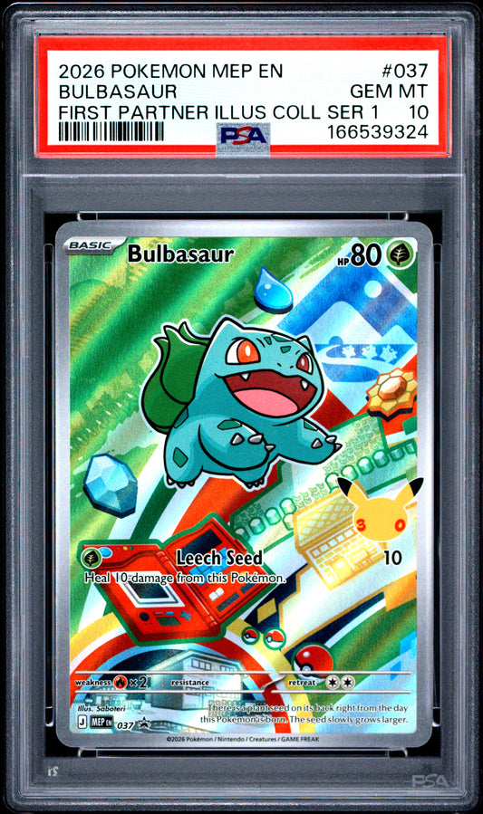 PSA 10 - Bulbasaur MEP037 First Partner Illustration Promo x324 - Pokemon