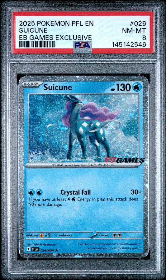 PSA 8 - Suicune Cosmos Holo 026/094 MEG EB Games Exclusive x546 - Pokemon