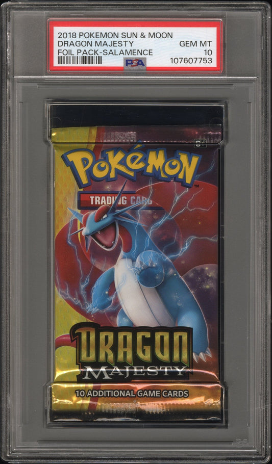 PSA 10 - Sun & Moon Dragon Majesty (Salamence Art) Foil Pack - Pokemon
