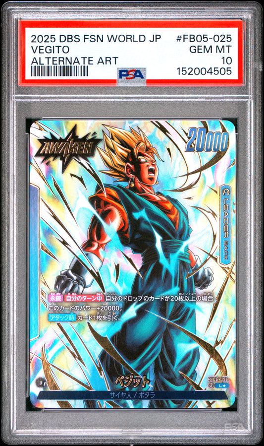 PSA 10 - Vegito FB05-025 Leader Alt Art JPN Fusion World x505 - DBS