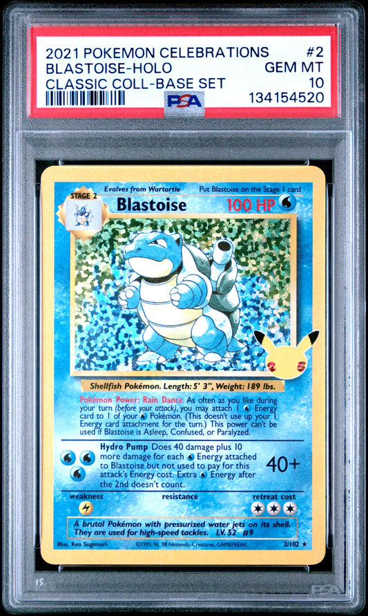 PSA 10 - Blastoise Holo 2/102 SWSH Celebrations Classic Collection - Pokemon