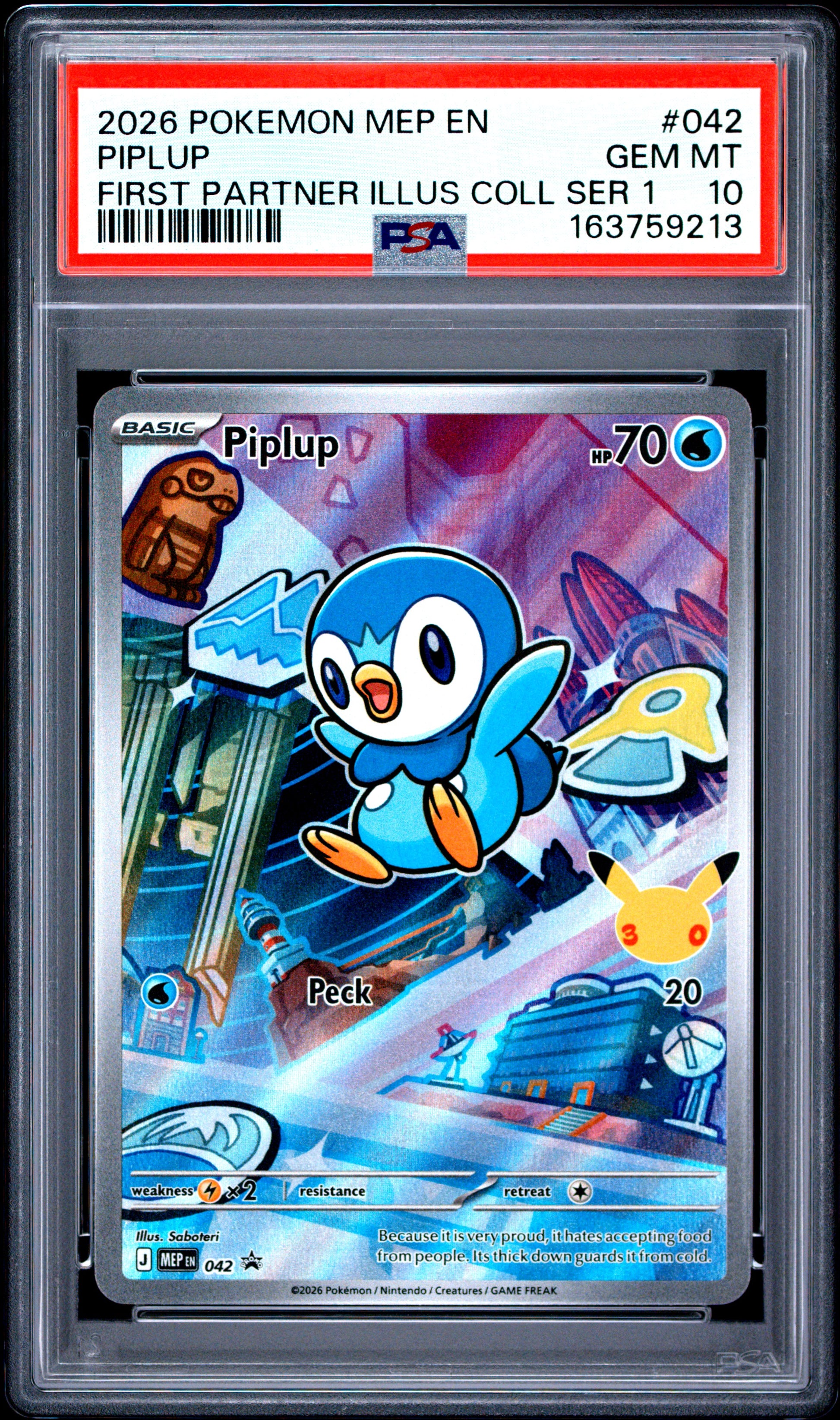 PSA 10 - Piplup MEP042 First Partner Illustration Collection x213 - Pokemon