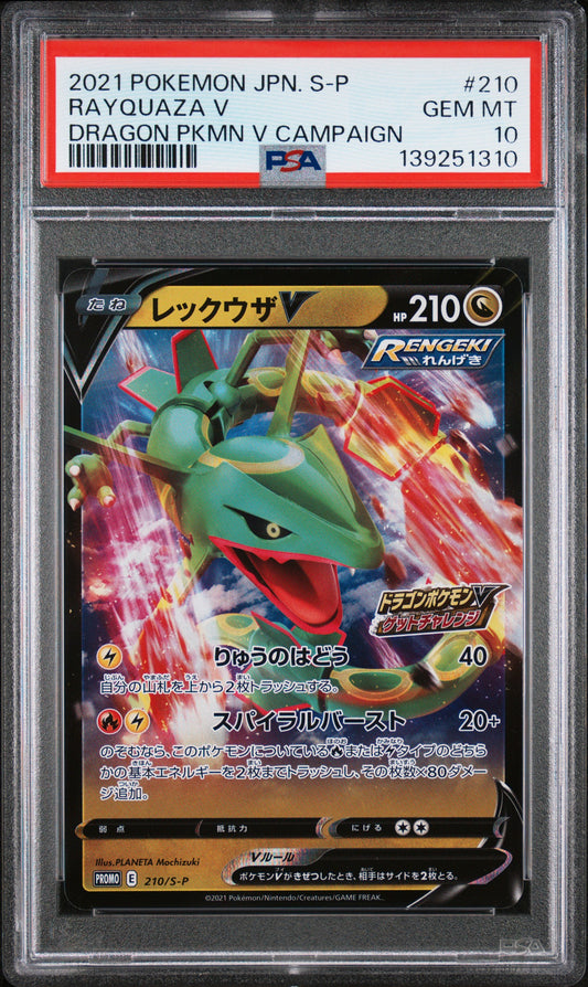 PSA 10 - Rayquaza V 210/S-P Dragon Campaign Japanese Promo - Pokemon