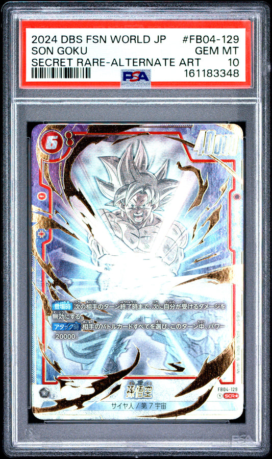 PSA 10 - Son Goku FB04-129 Secret Rare Alternate Art JPN Fusion World x348 - DBS