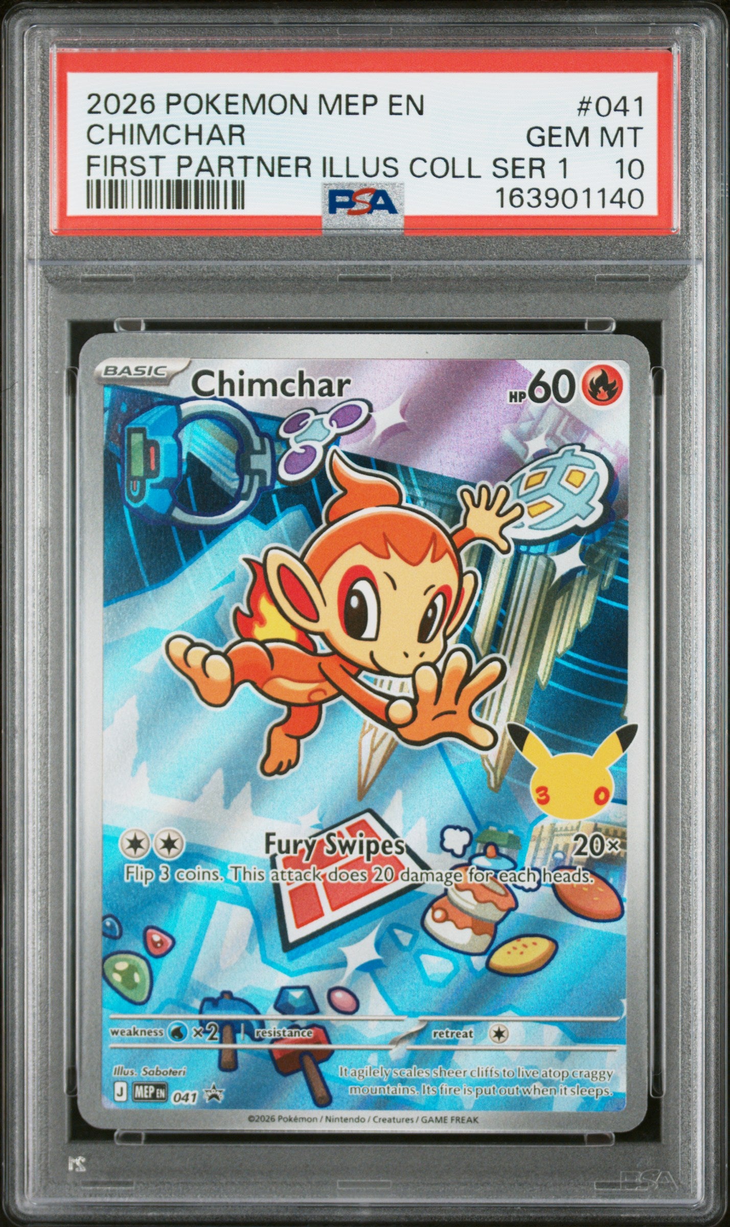 PSA 10 - Chimchar MEP041 First Partner Illustration Promo x140 - Pokemon