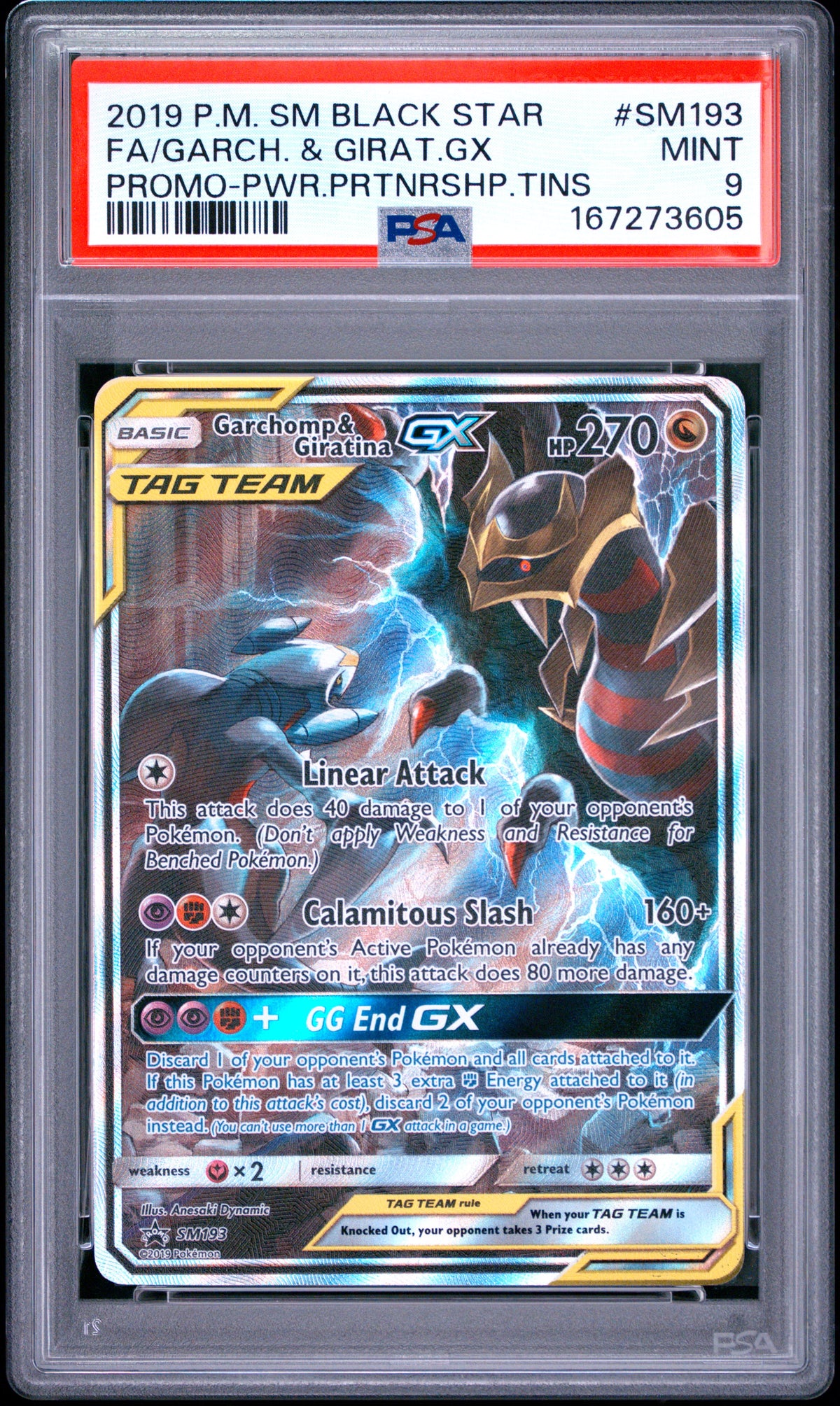 PSA 9 - Garchomp & Giratina GX SM193 Power Partnership Tins Promo x605 - Pokemon