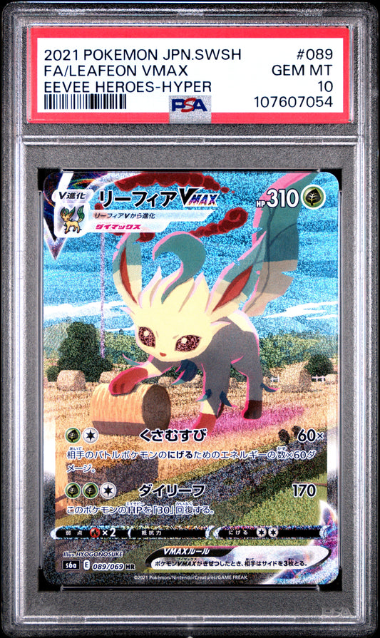 PSA 10 - Leafeon VMAX 089/069 s6a Eevee Heroes - Pokemon