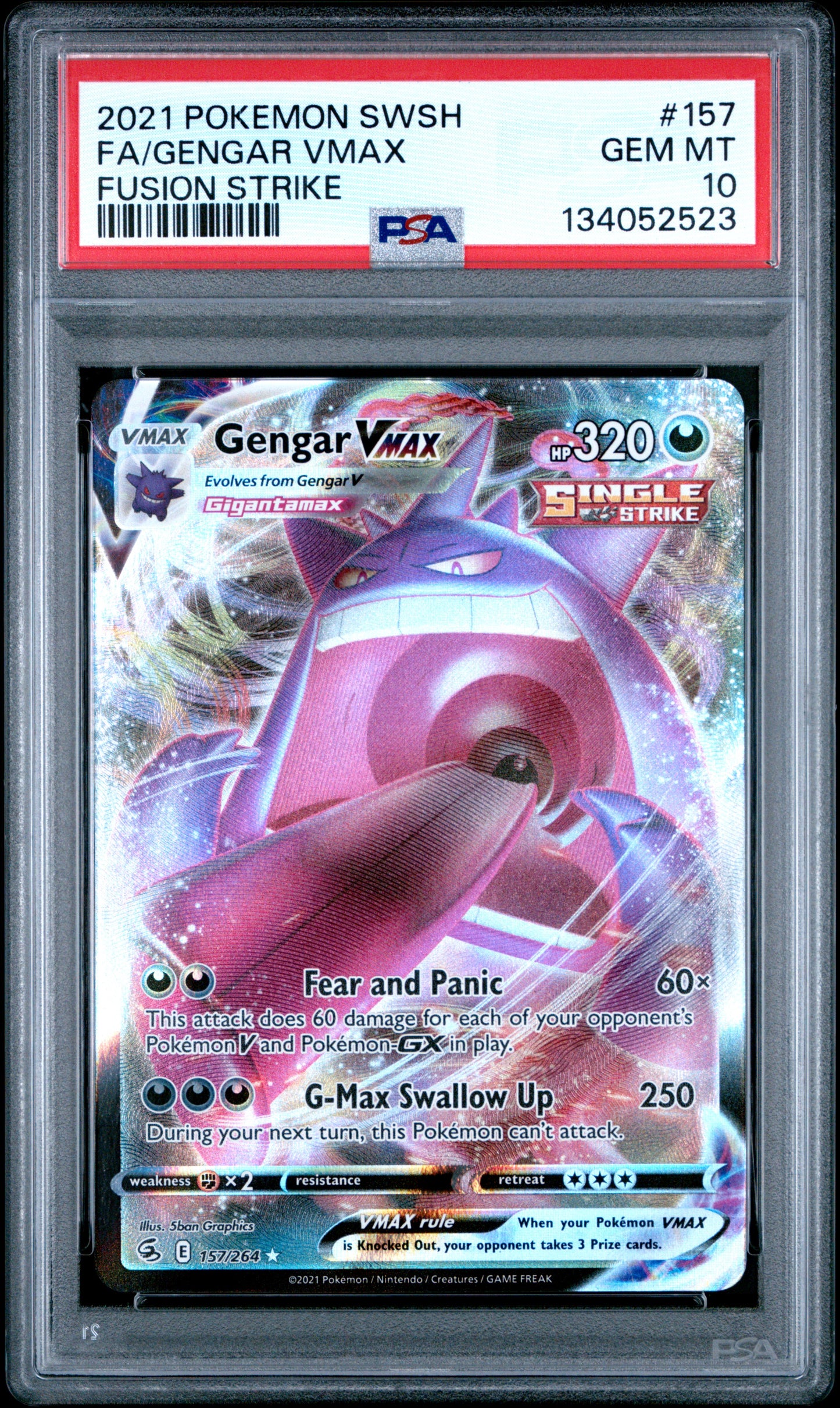 PSA 10 - Gengar VMAX 157/264 SWSH Fusion Strike - Pokemon