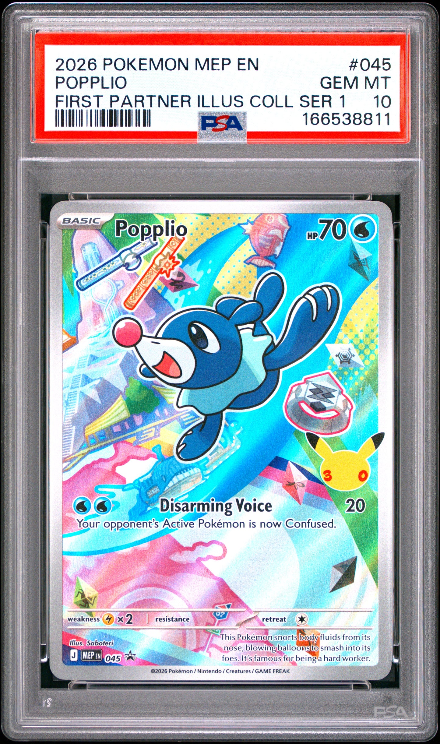 PSA 10 - Popplio MEP045 First Partner Ilustration Coll. x811 - Pokemon