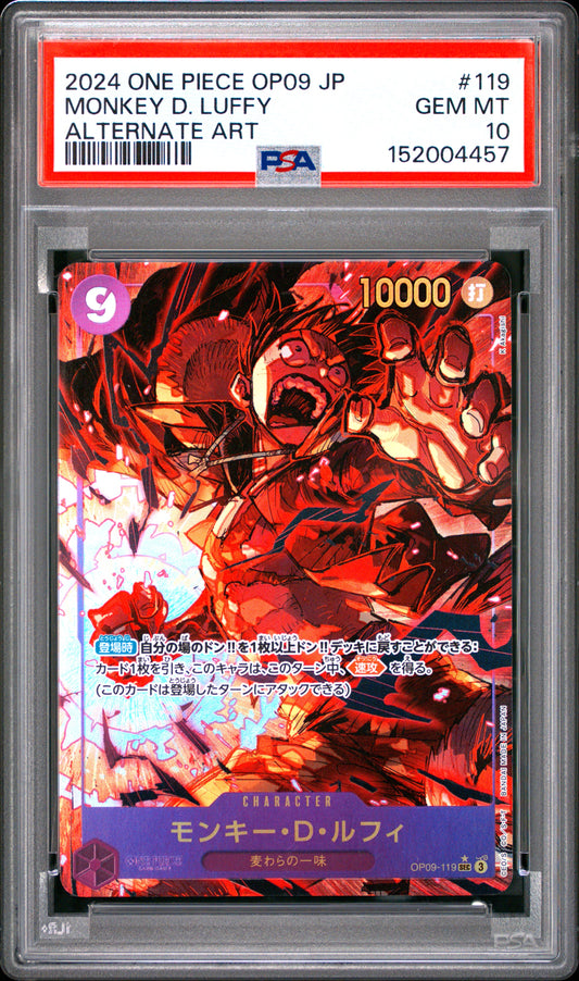 PSA 10 - Monkey D. Luffy OP09-119 SEC Alternate Art Japanese - One Piece
