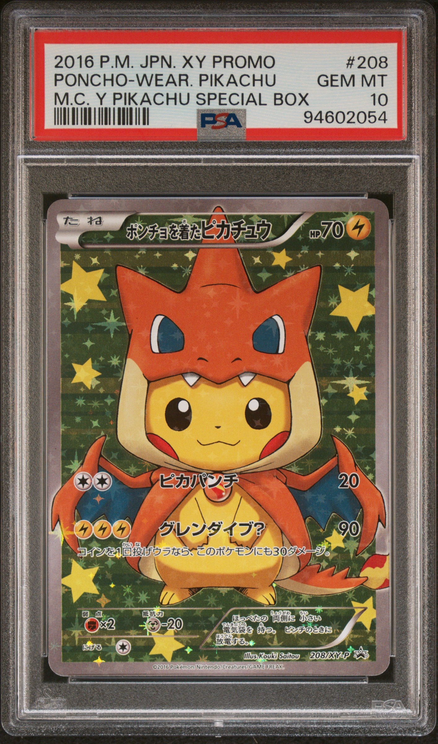 PSA 10 - Poncho-Wearing Pikachu 208/XY-P Charizard Y Japanese Promo - Pokemon