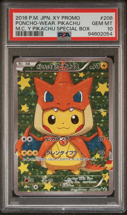 PSA 10 - Poncho-Wearing Pikachu 208/XY-P Charizard Y Japanese Promo - Pokemon