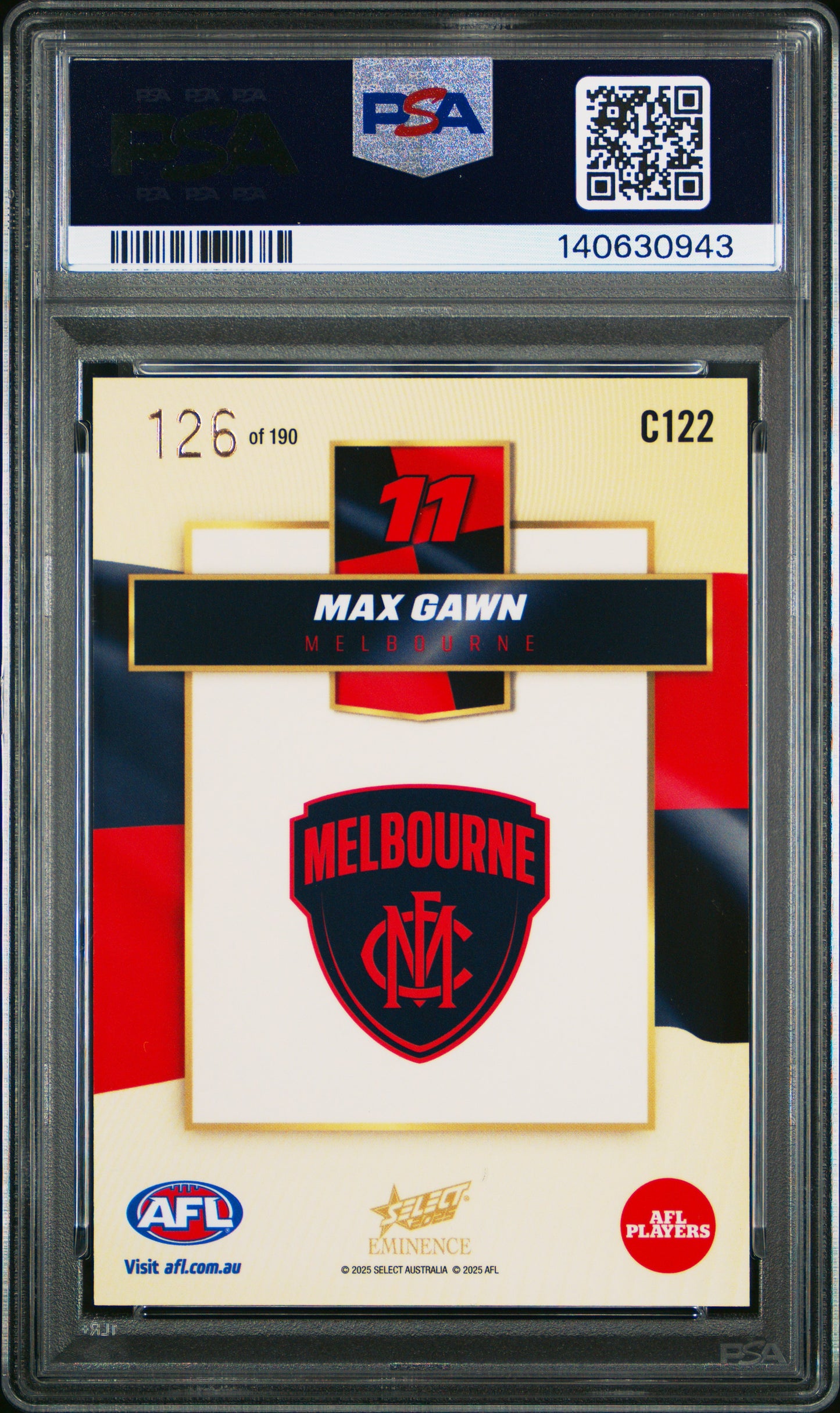 PSA 10 - Max Gawn #C122 Colours 2025 SELECT Eminence - AFL